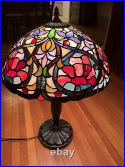 Iris Floral Mosaic Leaded Stained Slag Glass Lamp Shade 16 Gorgeous Handmade