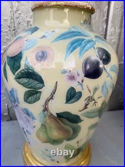 Italian PAIR MCM Art Glass Fruit Veg Images, Quality, Vintage URN GINGER XL