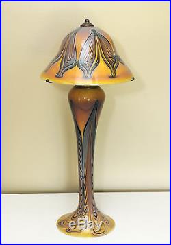 JOSEPH CLEARMAN Hand Blown Art Glass Table Lamp 1977 Signed & Dated