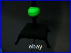 Jadeite & uranium slag glass Art Deco Parlor LAMP antique table, cast iron green