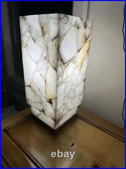 Jamie Young Rectangular White Veined Alabaster 16 Borealis Uplight Table Lamp