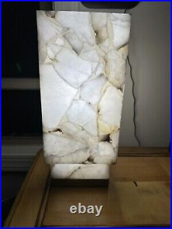 Jamie Young Rectangular White Veined Alabaster 16 Borealis Uplight Table Lamp