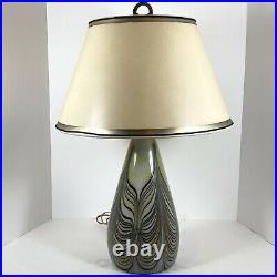 Joe Clearman Pulled Feather Art Glass Table Lamp Multi Color Glass Signed 1978