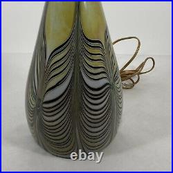 Joe Clearman Pulled Feather Art Glass Table Lamp Multi Color Glass Signed 1978
