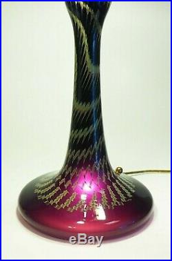 Joe Clearman Signed Amethyst Art Glass Mini Power Master Lamp Nautilus Design