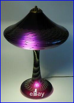 Joe Clearman Signed Amethyst Art Glass Mini Power Master Lamp Nautilus Design