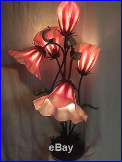 John Cook Favrille Art Glass and Bronze 5 Lite Lotus Lamp #13/150 Signed