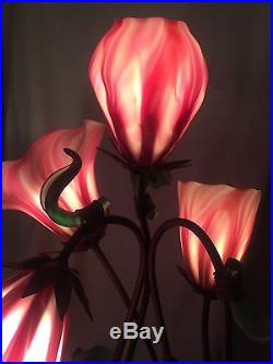 John Cook Favrille Art Glass and Bronze 5 Lite Lotus Lamp #13/150 Signed