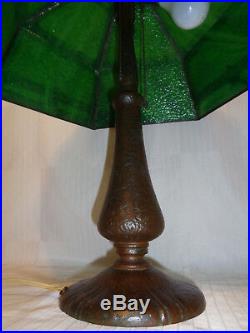 Killer Signed Handel Arts & Crafts Table Lamp, Great Glass, Great Patina
