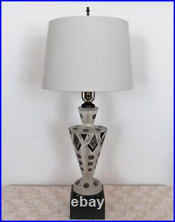LARGE Karl Palda Style Art Deco Cut Czech Glass Table Lamp