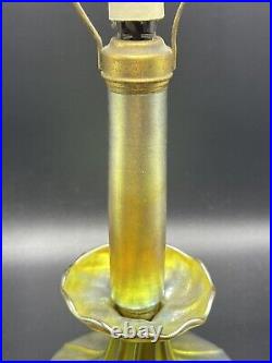 LCT Tiffany Antique Favrile Art Glass Iridescent Candlestick Lamp