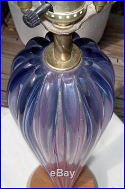 Lg MCM Murano Glass Iridescent Table Lamp. Beautiful Toso, Seguso, Venini Example