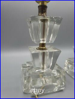 Lamp Set Vintage Art Deco Style 3 Tiered Clear Glass Geometric Ice Cube 10 (2)