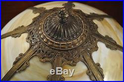 Large Antique Art Nouveau Slag Glass Lamp Arts and Crafts
