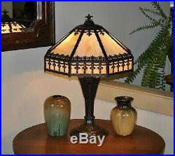 Large Antique Arts and Crafts Slag Glass Lamp Miller B&H