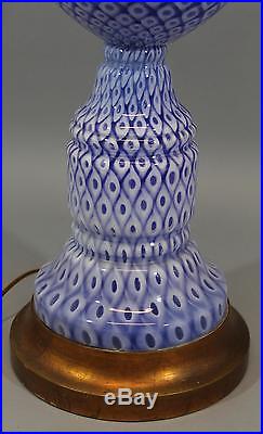 Large Antique Mid-20thC Italian Hand Blown Art Glass Murano Table Lamp, NR