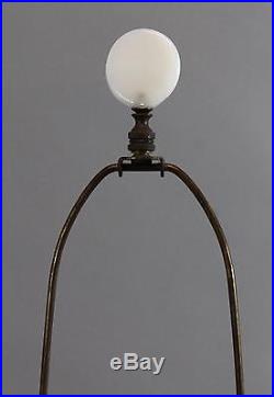 Large Antique Quezal Gold Thread, Heart & Vine, Art Glass Lamp, NR