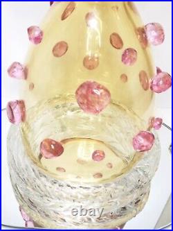 Large Art Glass Lamp Base/Mid-Century Modern/Pink/Possible Italian Murano- 15.5