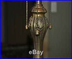 Large Art Nouveau Wilkinson Slag Glass Lamp Bronze Base