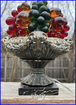 Large Czech Fruit Art Glass Lamp