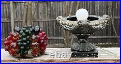 Large Czech Fruit Art Glass Lamp