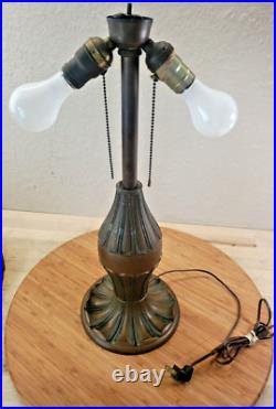 Large Detailed Art Nouveau Slag Glass Lamp