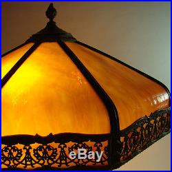 Large Eight Panel Art Glass Table Lamp 1920's
