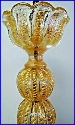 Large Murano Art Glass Barovier & Toso Cordonato d' Oro Lamp Chords Of Gold