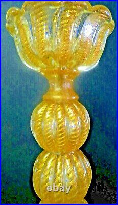 Large Murano Art Glass Barovier & Toso Cordonato d' Oro Lamp Chords Of Gold