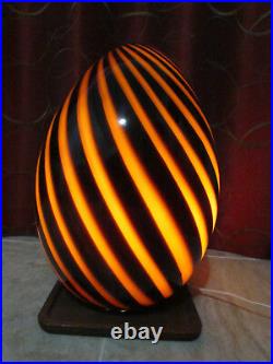 Large Murano Vetri Glass Egg Lamp Brown 1970's Made in Italy