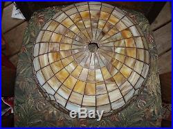 Large & RARE! Antique Arts & Crafts Leaded Carmel Slag Panel Glass Lamp Shade