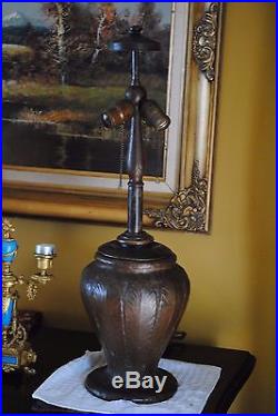 Large Signed Arts&Crafts, Art Nouveau Era Handel Leaded Stained Slag Glass Lamp