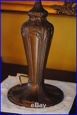 Large Signed Arts&Crafts, Art Nouveau Era Renaud Stained Slag Glass Lamp