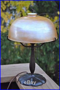 Large Tiffany, Quezal, Stueben Favrile Iridescent Art Glass Lamp Shade