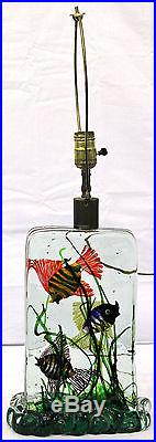 Large Vintage Barbini Cenedese Murano Aquarium Glass Lamp Brilliant Color Fish