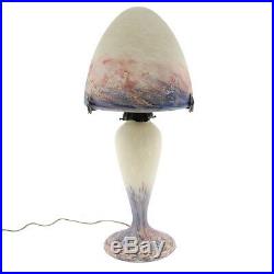 Le Verre Francais Signed Art Glass Mushroom Lamp France Circa 1920