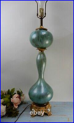 Loevsky & Loevsky Metal Castings Aqua Green Color Glass Art Deco 43 Table Lamp