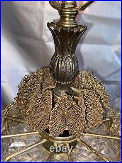 Loevsky & Loevsky Vtg Hollywood Regency Art Deco Gilded Cut Glass Table Lamp