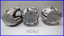 Lot Of 3 Vintage Heavy Art Deco Textured Art Glass Lamp Shade