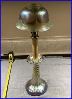 Louis Comfort Tiffany Favrile Candle Lamp LCT 16 1/2 In