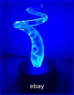 Lumisource Electra Plasma Art Lamp Blue Glass Twisted Swirl Light 15 Tall