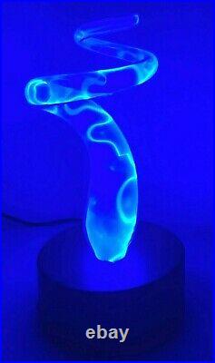 Lumisource Electra Plasma Art Lamp Blue Glass Twisted Swirl Light 15 Tall
