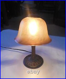 Lundberg Art Glass Gold Feathery Desk Lamp