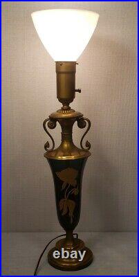 MCM Vintage Hollywood Regency DECO Rembrandt Style ART GLASS Lamp Torchiere