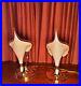 MID Century Calla Lily Blown Swung Glass Slip Shade Table Lamps