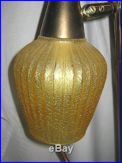 MID Century Retro Modern Wood Pole Floor Art Lamp Glass Globe Light Sconce Shade