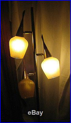 MID Century Retro Modern Wood Pole Floor Art Lamp Glass Globe Light Sconce Shade
