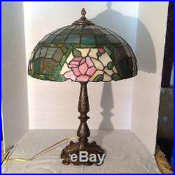 MILLER Leaded glass lamp Handel Tiffany slag glass arts & crafts era antique
