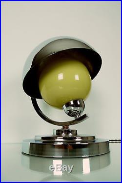 MODERNIST Art Deco Lamp Machine Age 1940s USA Bakelite, Chrome, Cream Glass