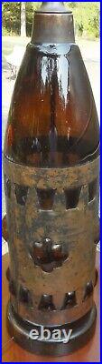 MONUMENTAL 48 FREDERICK COOPER art glass&copper BRUTALIST RETRO LAMP sgnd SHADE